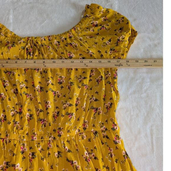 Moa Moa Blouse Juniors Large‎ Bohemian Elastic Waist Cap Sleeve Floral y2k - Picture 6 of 8